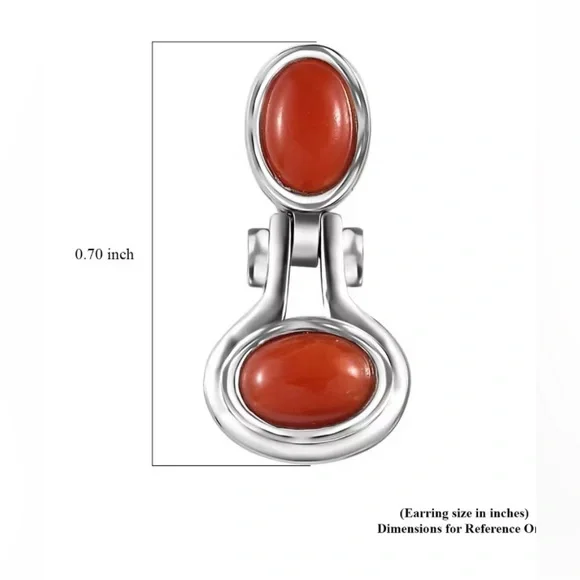 NWT Mediterranean Coral & White Zircon Earrings in Platinum over .925 Sterling